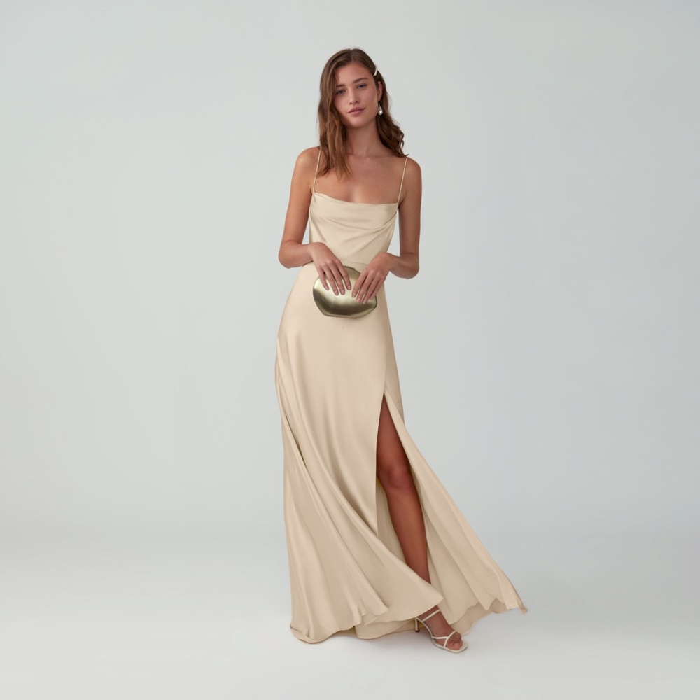 Fame and Partners Strappy Draped Gown NWT